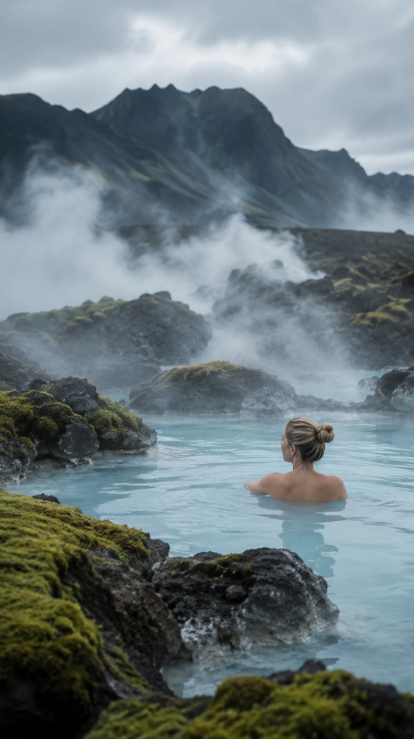Gufuhvítur jarðhitadalur með göngustíg